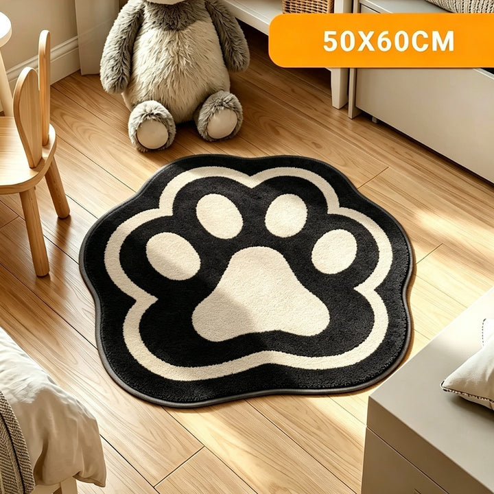 Paw-Shaped Plush Area Rug
