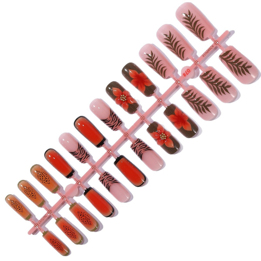 3D Floral and Patterned Acrylic Nail Art Extensions Kalsten