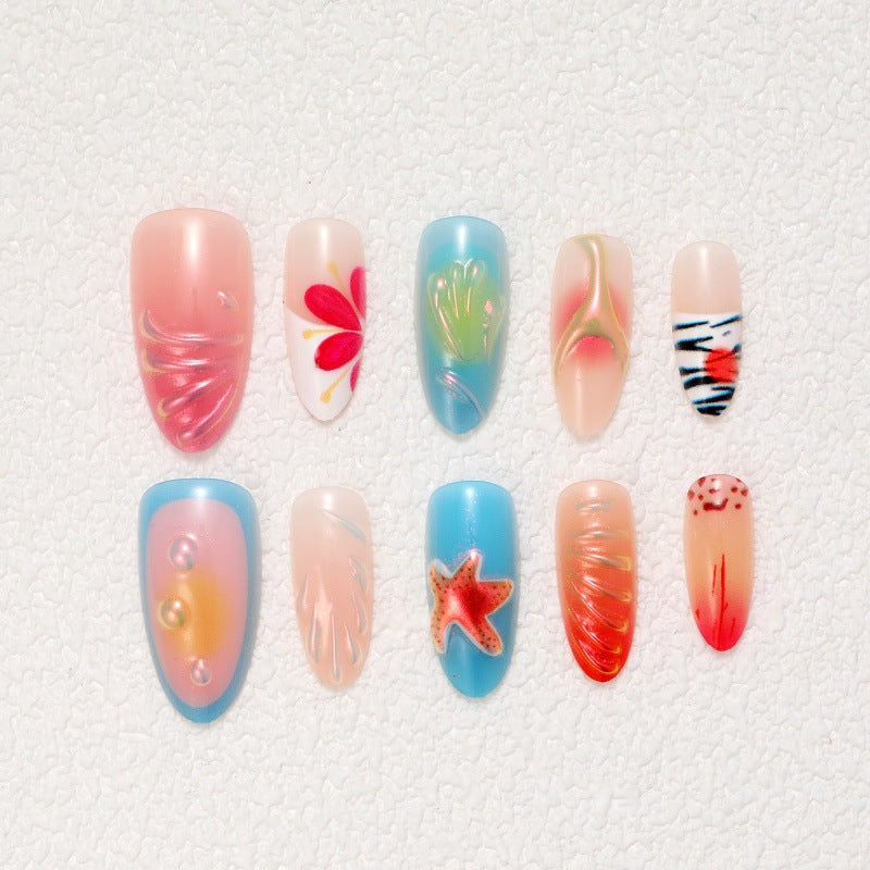 Artistic nail tips with maritime motifs Kalsten