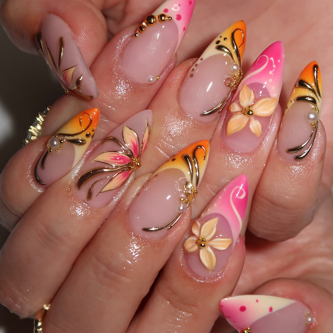 High-Design Floral Nail Art Extensions Kalsten