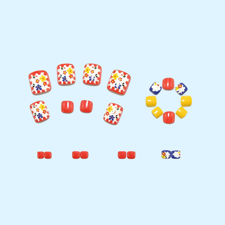 Artificial nail set with colorful floral pattern Kalsten