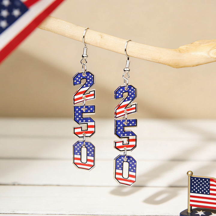 Ladies nan statement earrings with bow shape and American flag pendant Kalsten