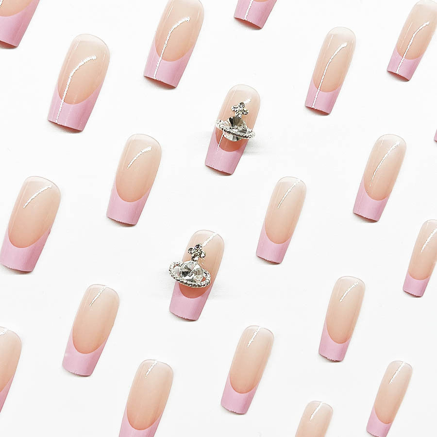 Acrylic nail set with luxurious floral and rhinestone decorations Kalsten