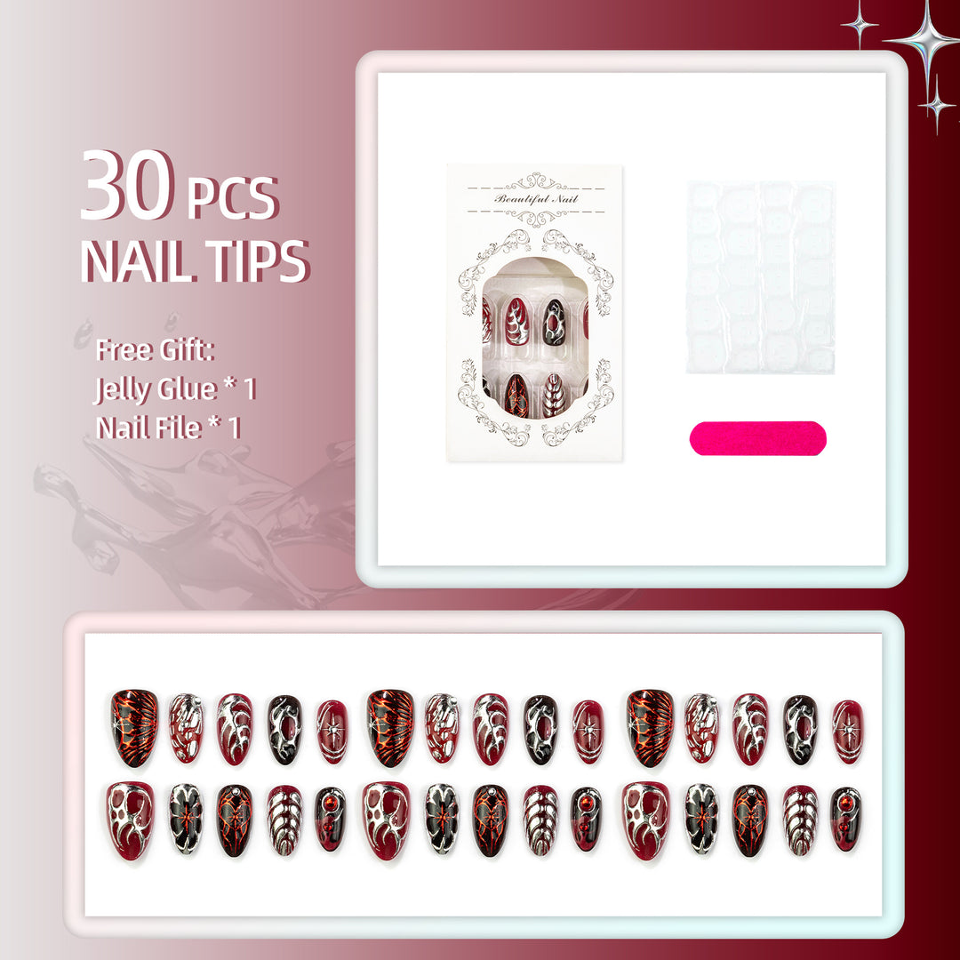 Gothic-Inspired Decorative Press-On Nail Art Set
