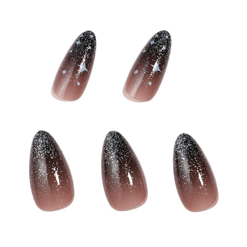 Artistic Ombre Press-On Nail Set with Celestial Design Kalsten