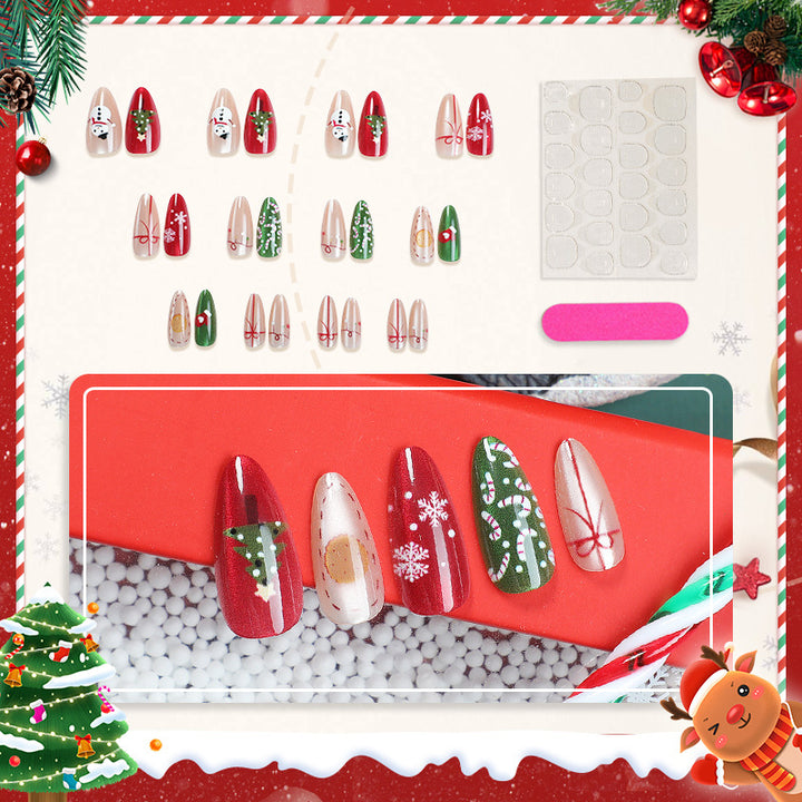 Festive Christmas-Themed Press-On Nail Art Set