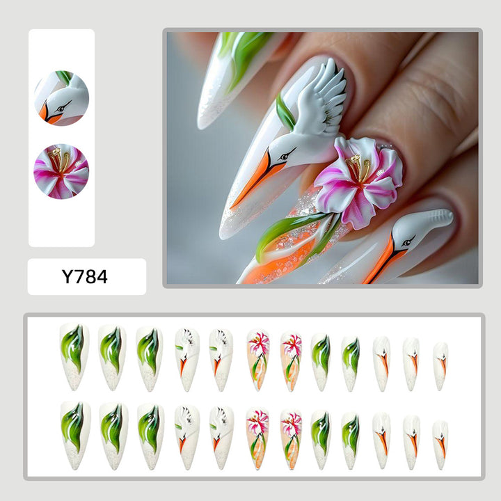 Artistic 3D Nail Tips with Floral Pattern Kalsten