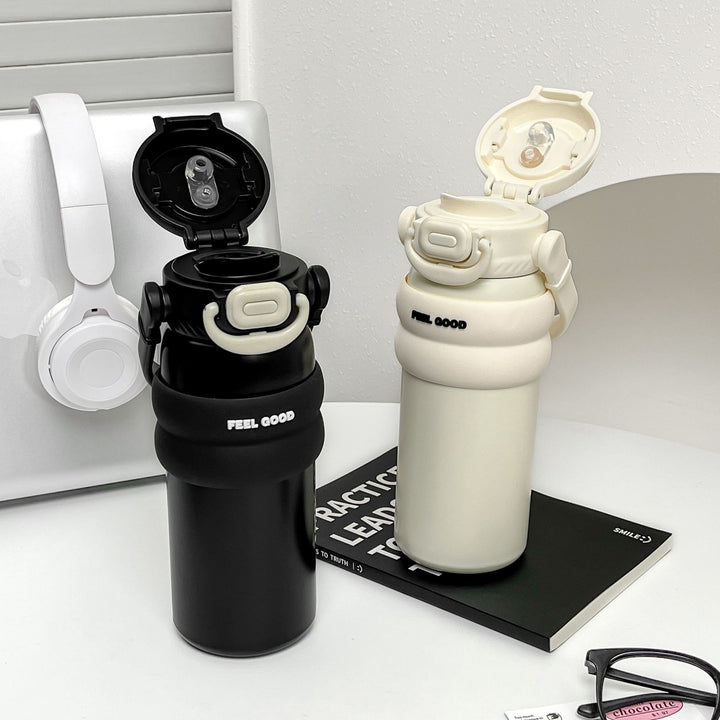 Women's Insulated Drinking Bottle with Practical Flip Lid and Non-Slip Silicone Ring Kalsten