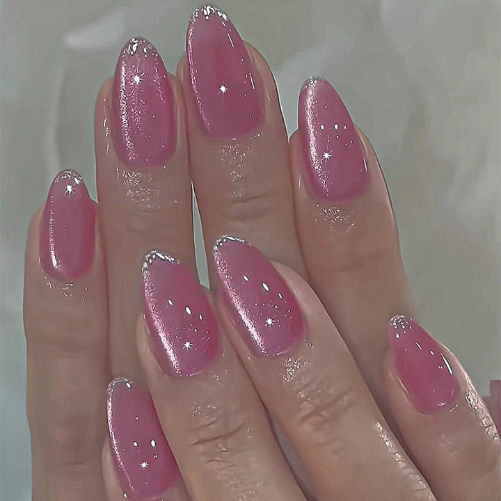 Artificial nail set with an elegant glitter finish and natural look Kalsten