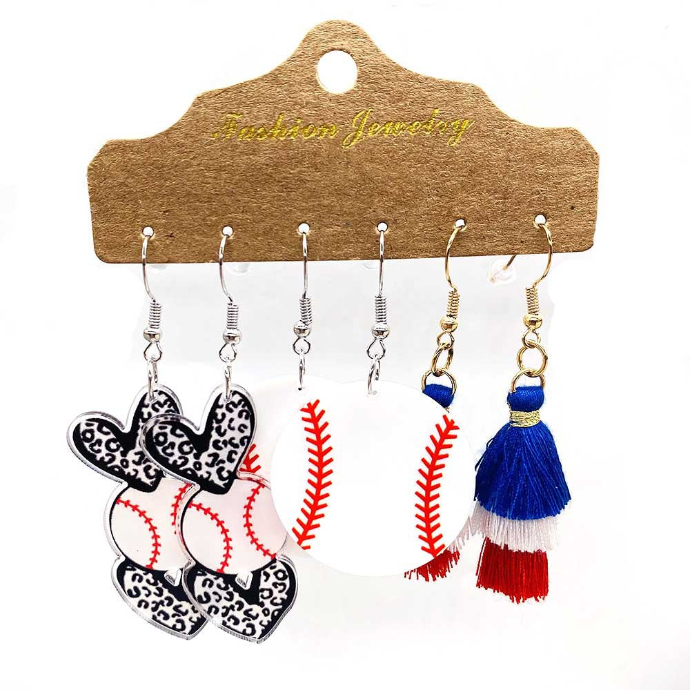 Women's nan set lightweight statement drop earrings made of wood-acrylic with hook closure and star-stripe motif Kalsten