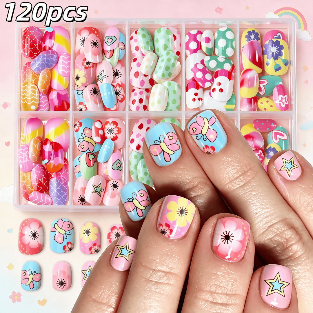 Vibrant Cartoon-Themed Press-On Nail Art Collection Kalsten