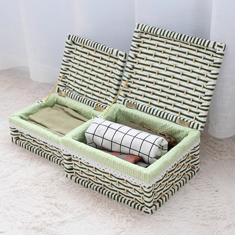 Rustic toy basket with checked pattern Kalsten