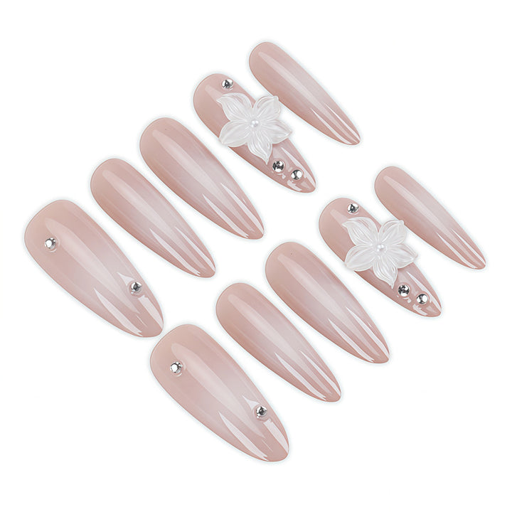 Premium Floral Embellished Stiletto Nail Set Kalsten