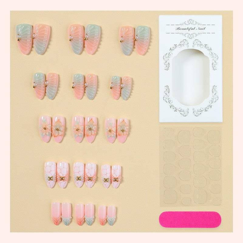 Artificial nail set with glamorous flower and glitter details Kalsten