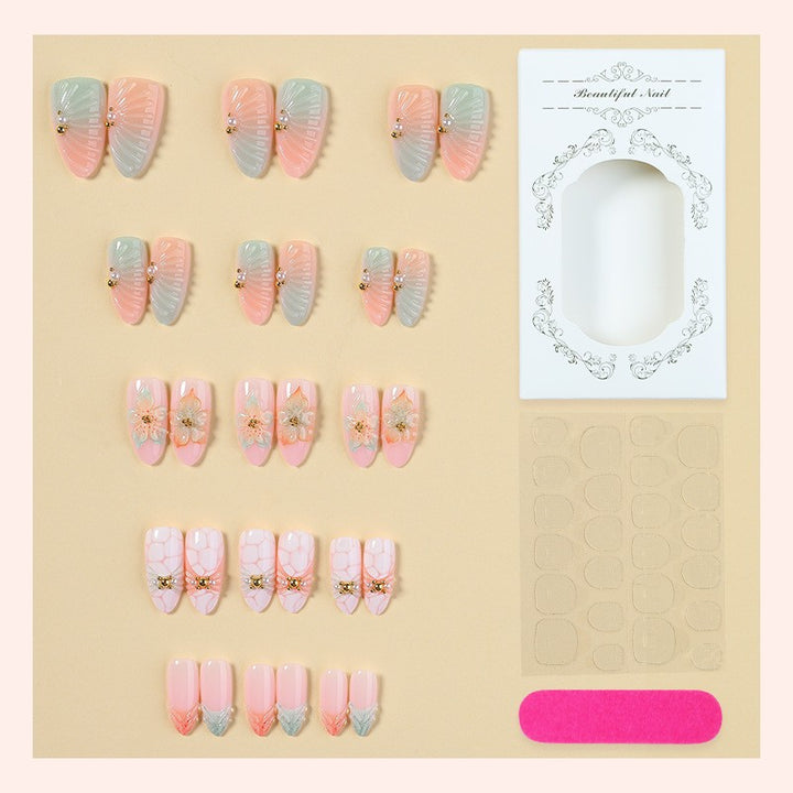 Artificial nail set with glamorous flower and glitter details Kalsten