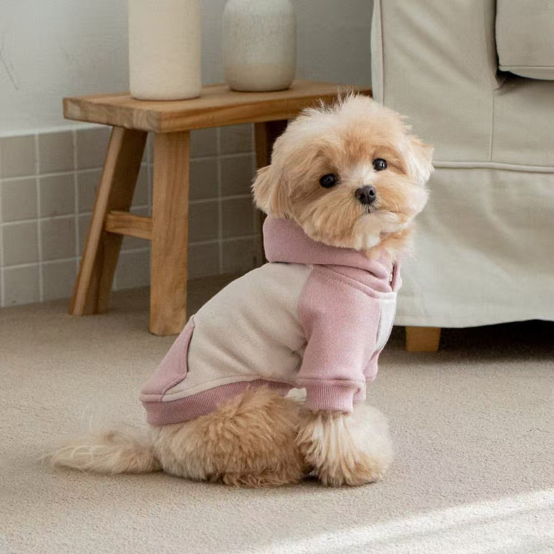 Small Dog Fleece Hoodie with Ribbed Cuffs and Hood