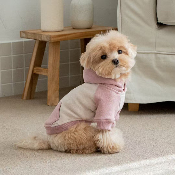 Small Dog Fleece Hoodie with Ribbed Cuffs and Hood
