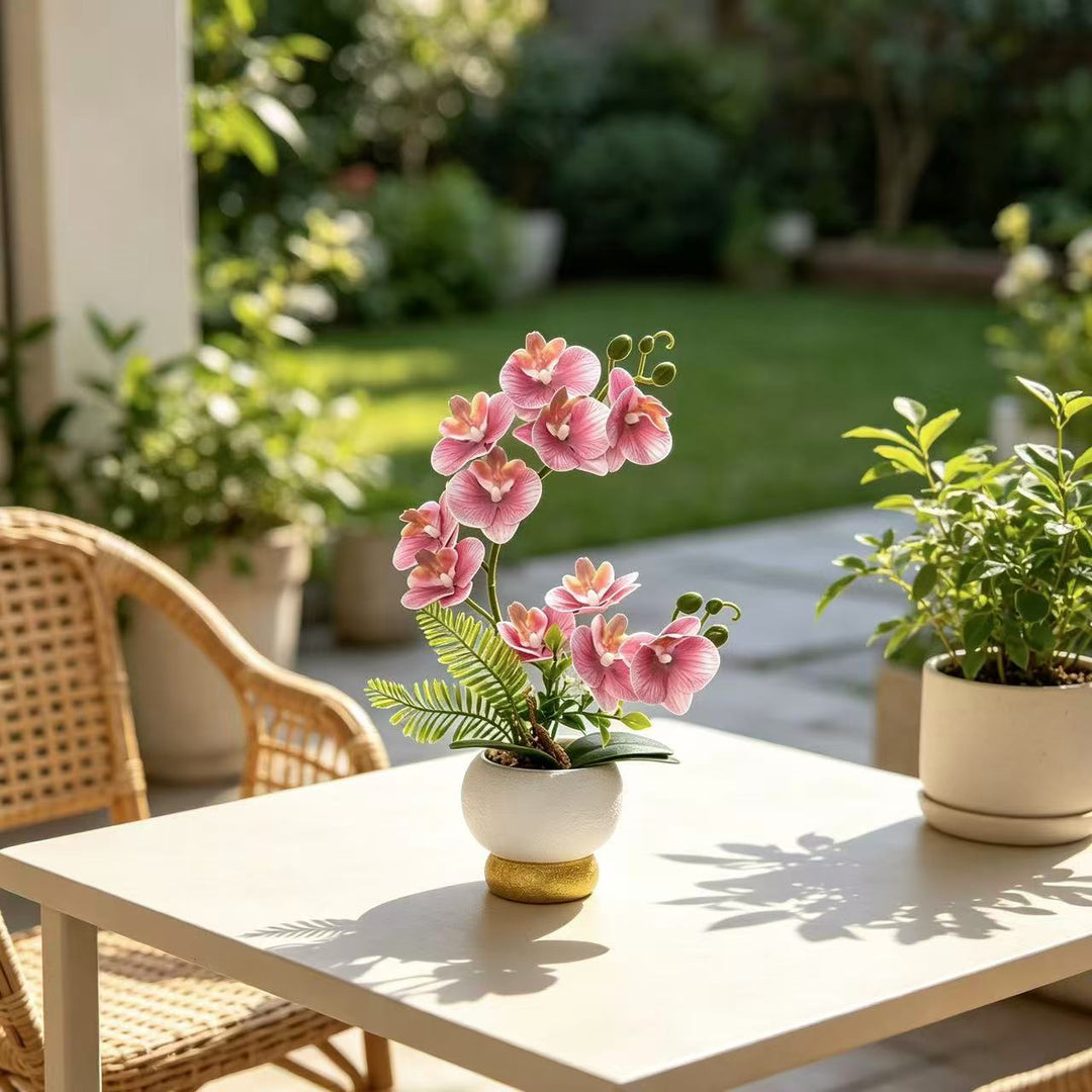 Artificial Orchid Arrangement for Tabletop Home Decor Display