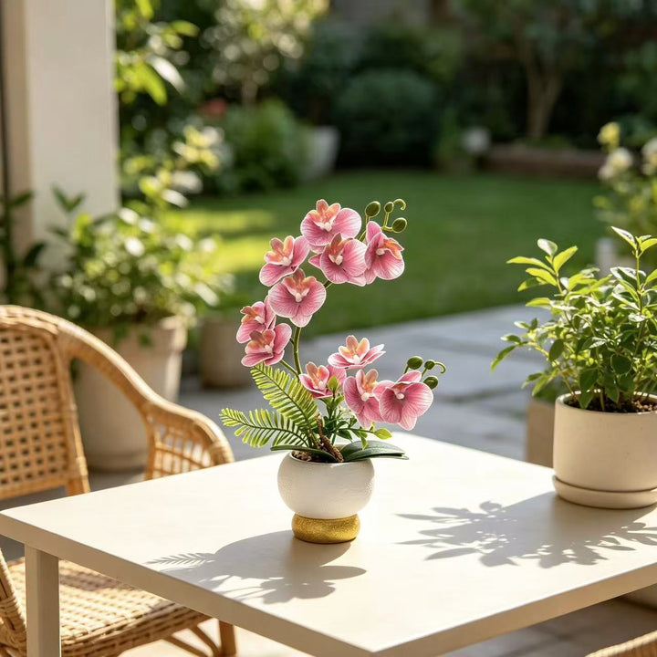 Artificial Orchid Arrangement for Tabletop Home Decor Display