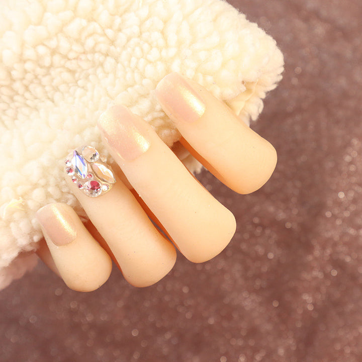 Elegant Press-On Nail Kit with Rhinestone Accents