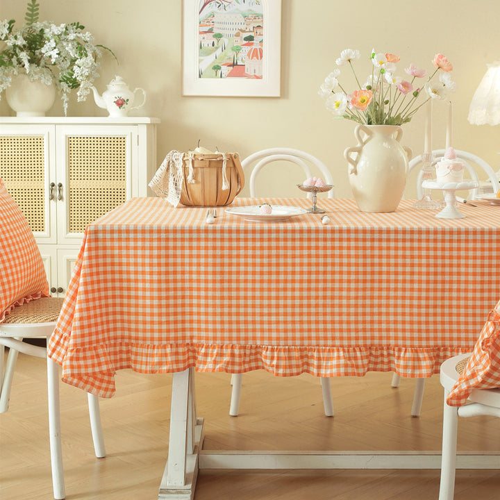 Gingham Ruffled Tablecloth