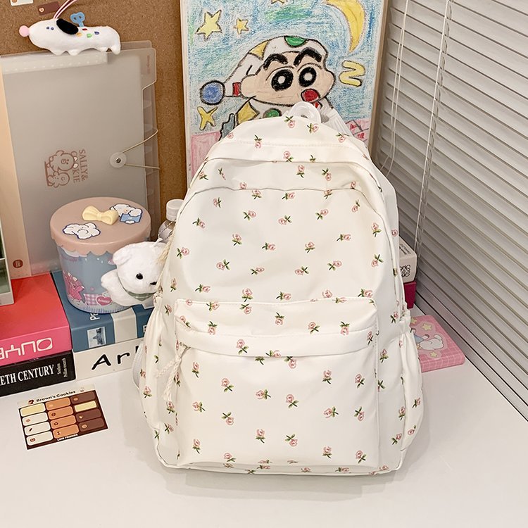 Backpack with Floral Design and Practical Compartments Kalsten
