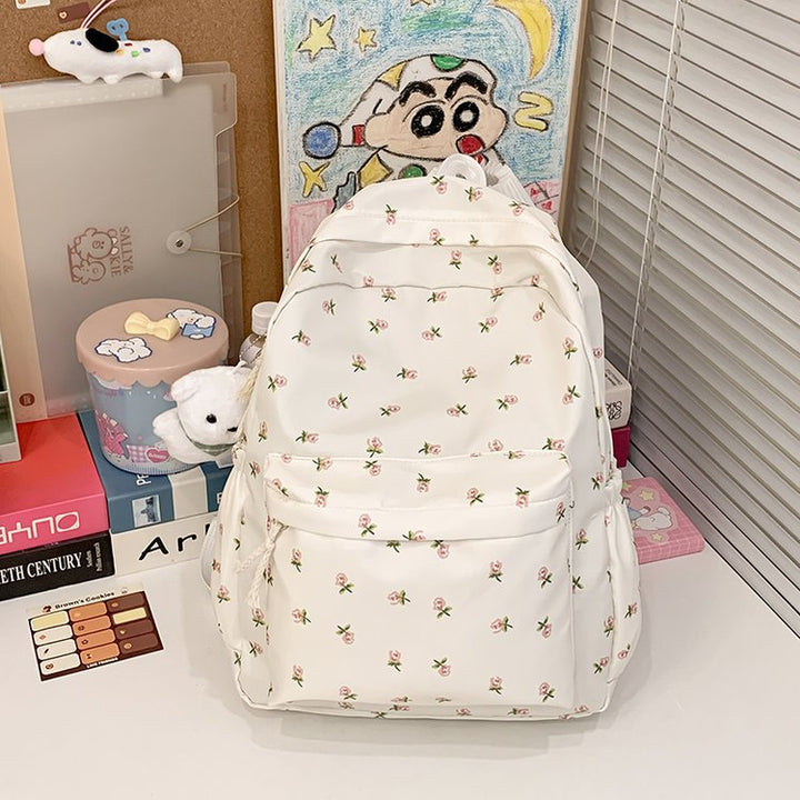 Backpack with Floral Design and Practical Compartments Kalsten