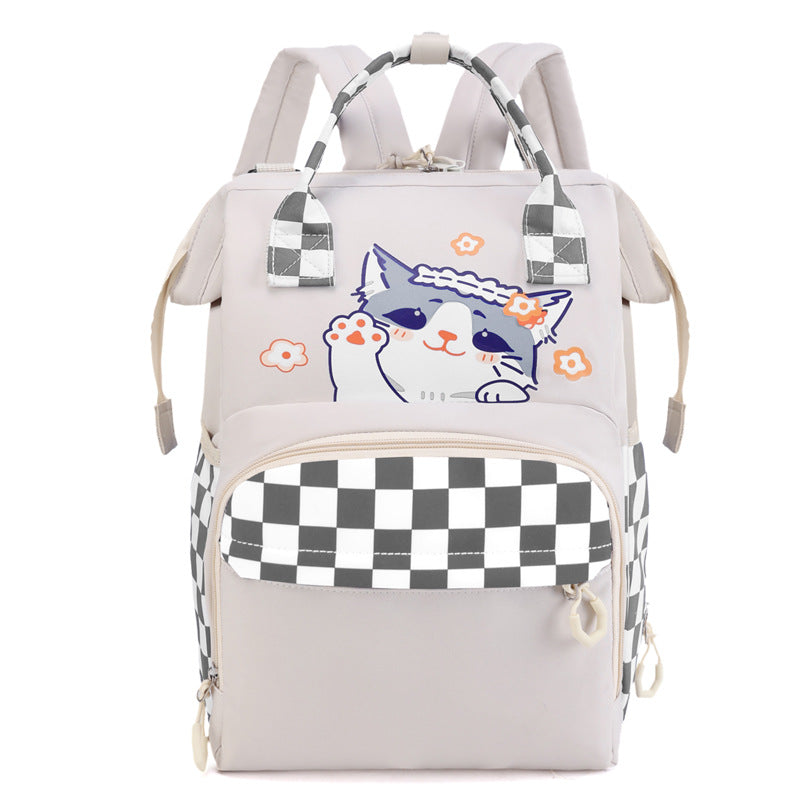 Playful Cat-Themed Multi-Pocket Backpack Kalsten