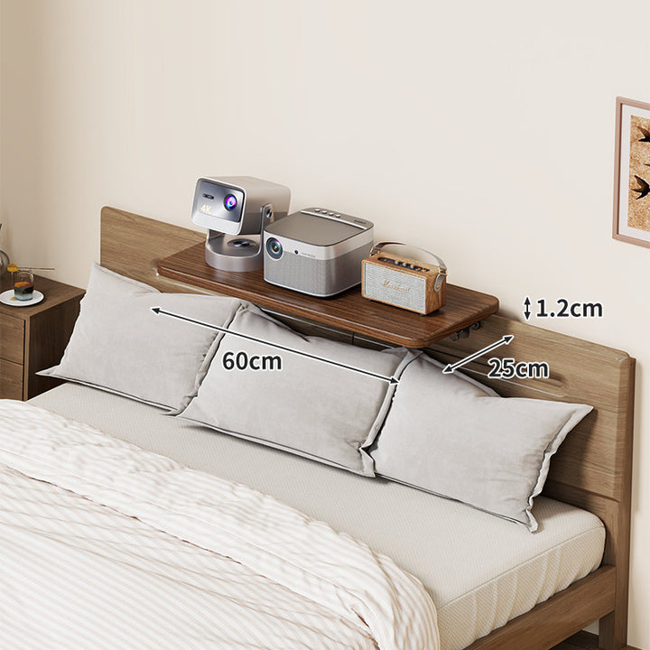 Headboard-Mounted Floating Bedside Shelf for Projectors and Devices