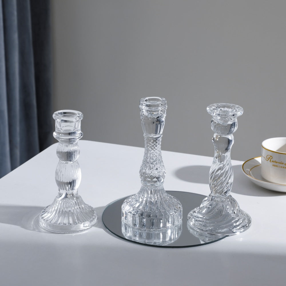 Tall Pressed Glass Decorative Candlestick Holder Kalsten