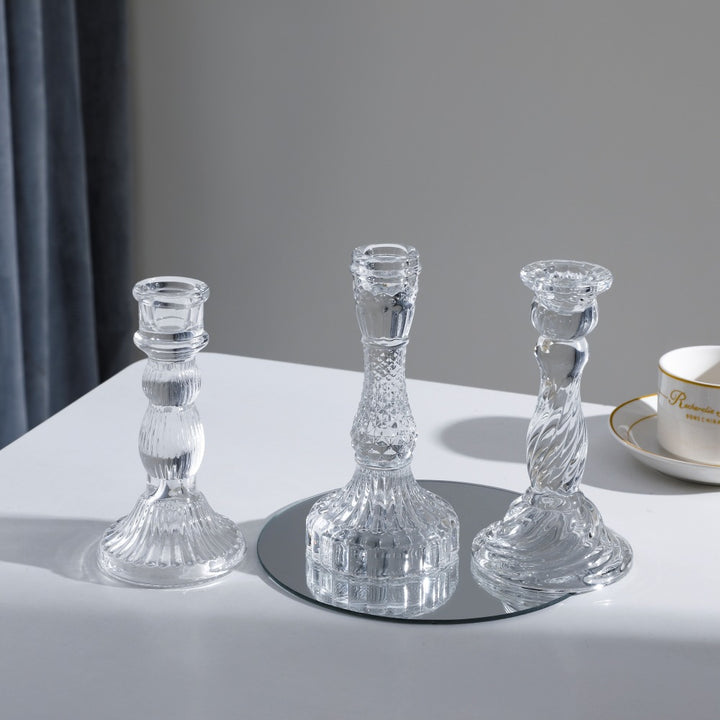 Tall Pressed Glass Decorative Candlestick Holder Kalsten