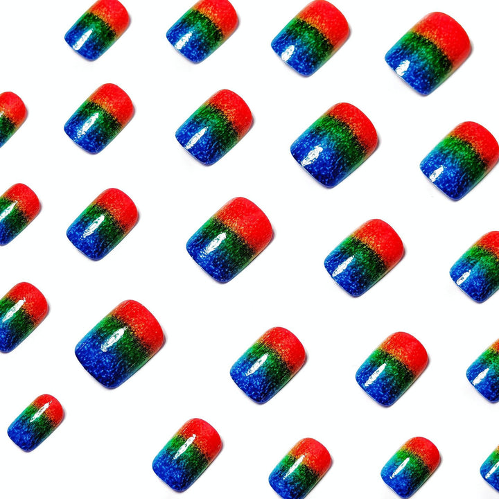Creative Gradient Colorful Nail Art with Glitter Effects Kalsten