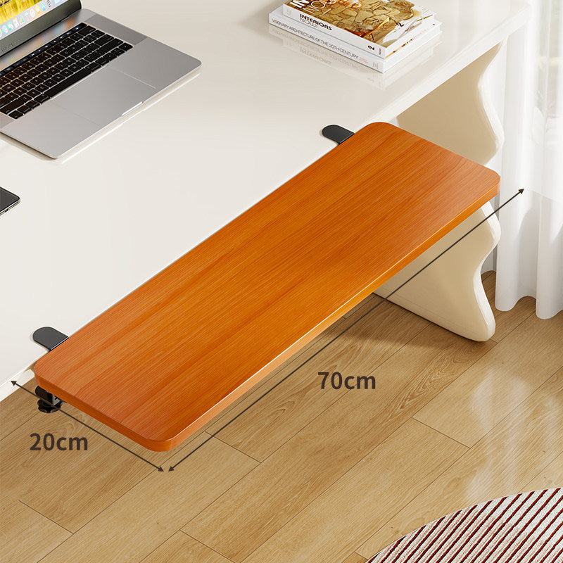 Under-Desk Bamboo Slide-Out Work Surface Clamp-Mounted Keyboard & Mouse Platform