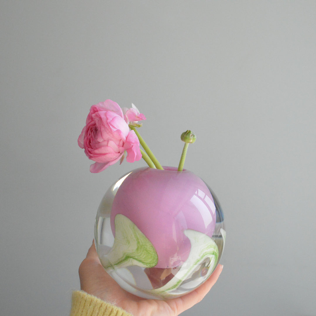 Handblown Encased-Glass Bud Vase with Sculptural Petal Inclusions Kalsten