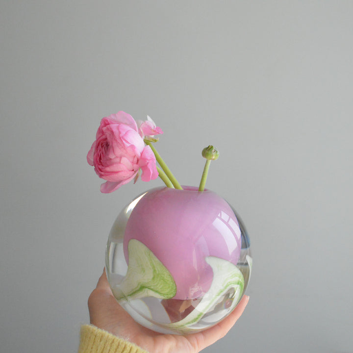 Handblown Encased-Glass Bud Vase with Sculptural Petal Inclusions Kalsten