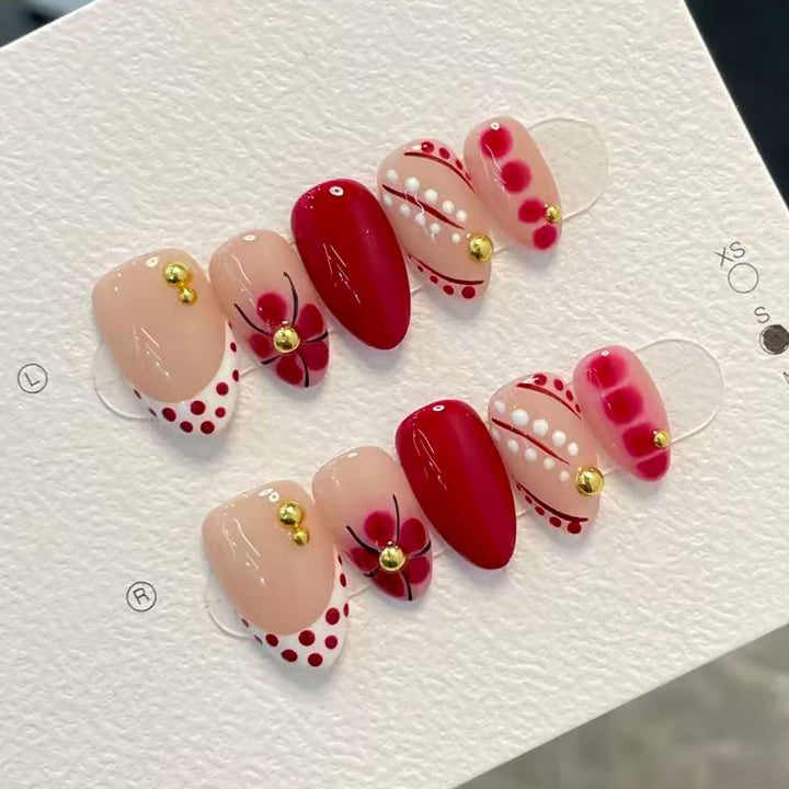 Artistic Blossom-Themed Press-On Nail Set Kalsten