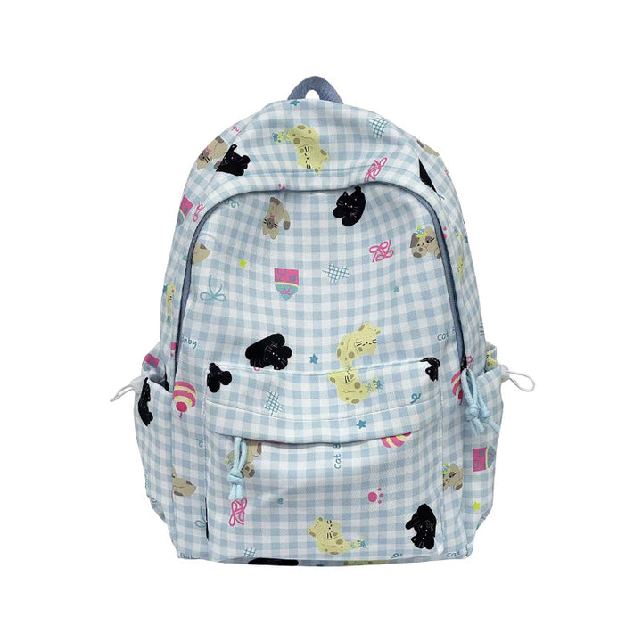 Backpack with Creative Checkered Pattern and Playful Appliqués Kalsten