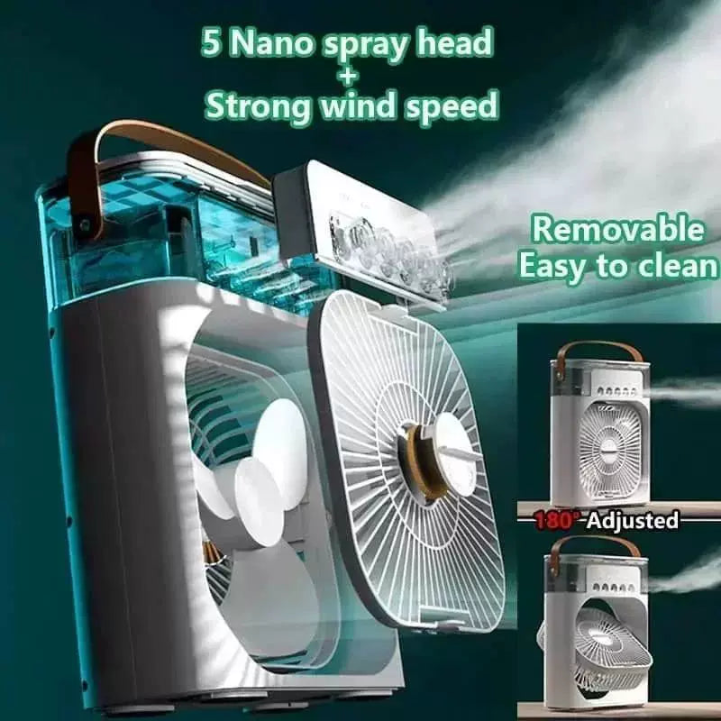 Unisex One Size USB humidifying portable fan with three speed levels, seven color mood light, removable water tank and stable carrying handle Kalsten