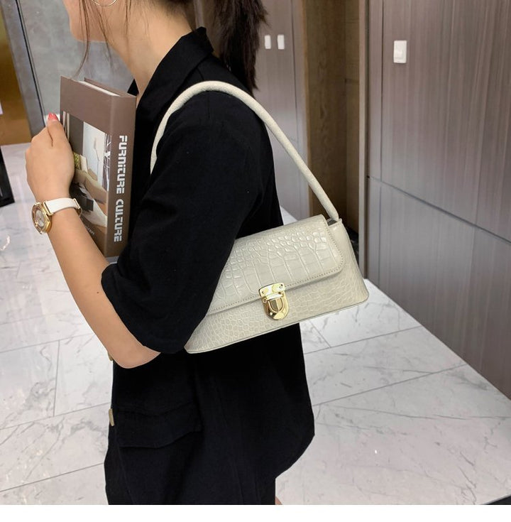 Textured Crocodile-Style Shoulder Bag