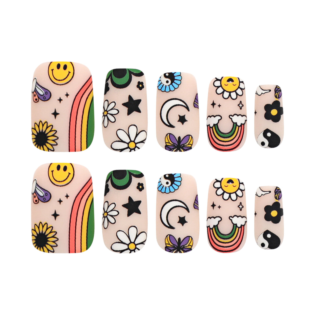 Artificial nail art with colorful motifs and creative decor Kalsten