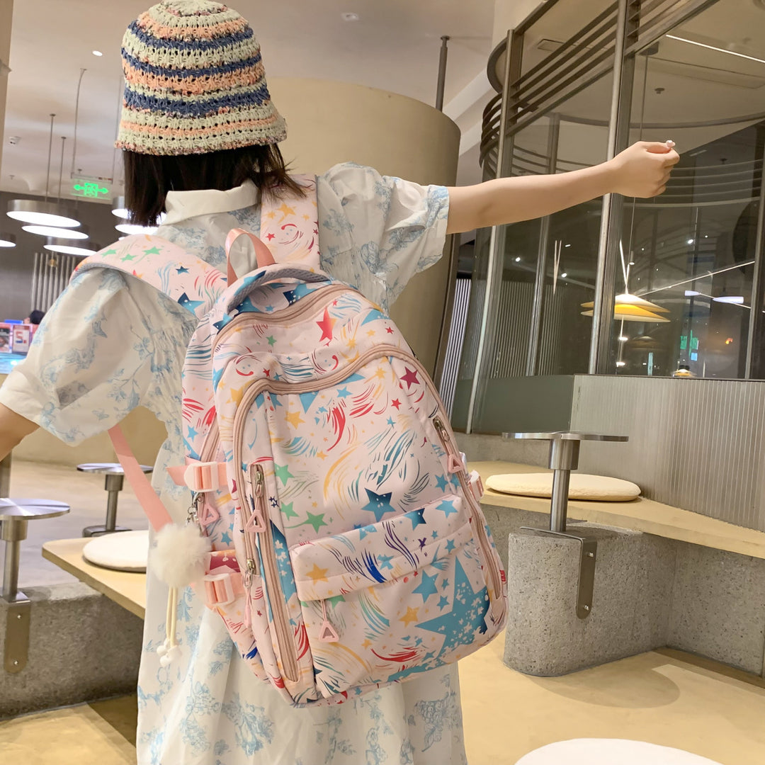 Backpack with Colorful Star Pattern and Innovative Storage Options Kalsten