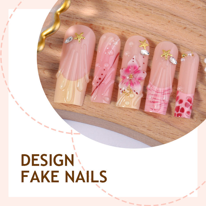 Artificial nails with elegant flower and glitter designs Kalsten