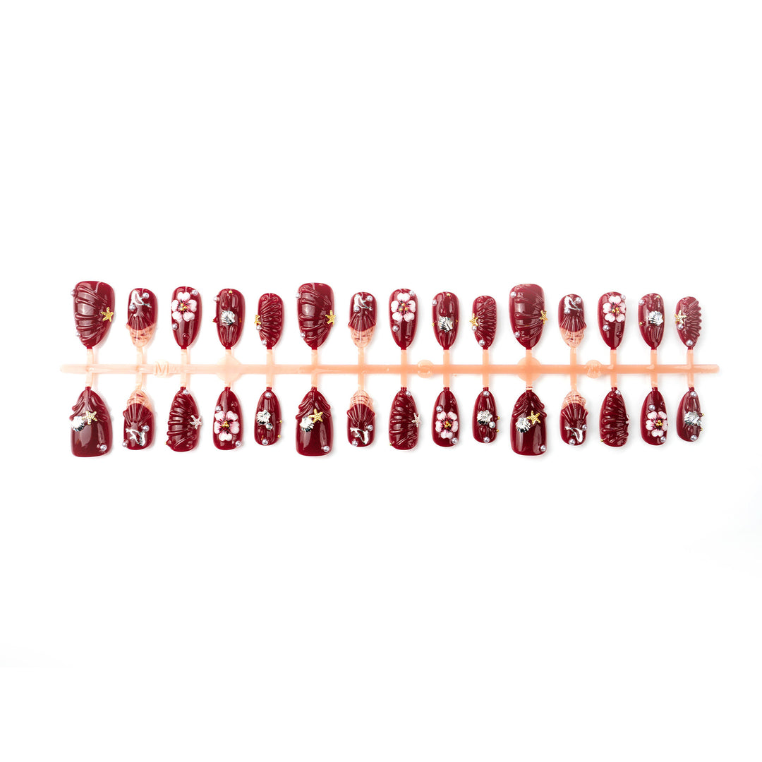 Premium artificial nails with floral and maritime motifs Kalsten