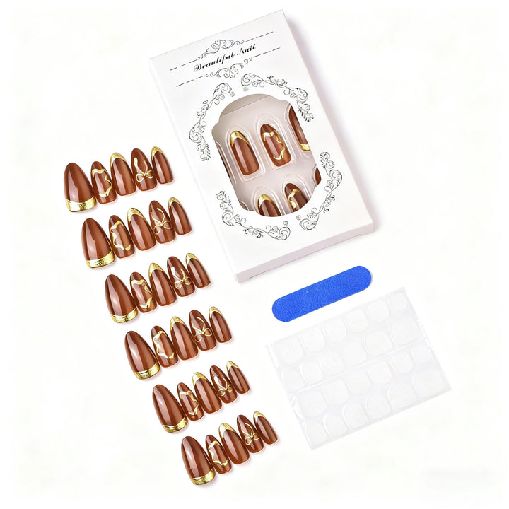Elegant artificial nails with gold accents Kalsten