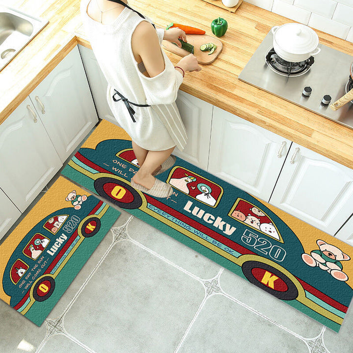 Whimsical Cartoon-Themed Kitchen Mat