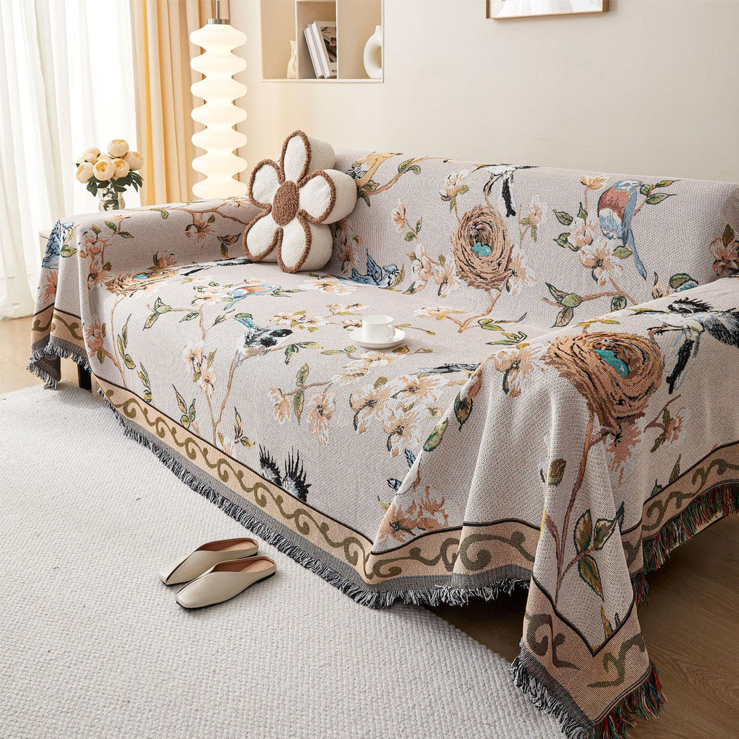 Artistic Floral Pattern Sofa Throw