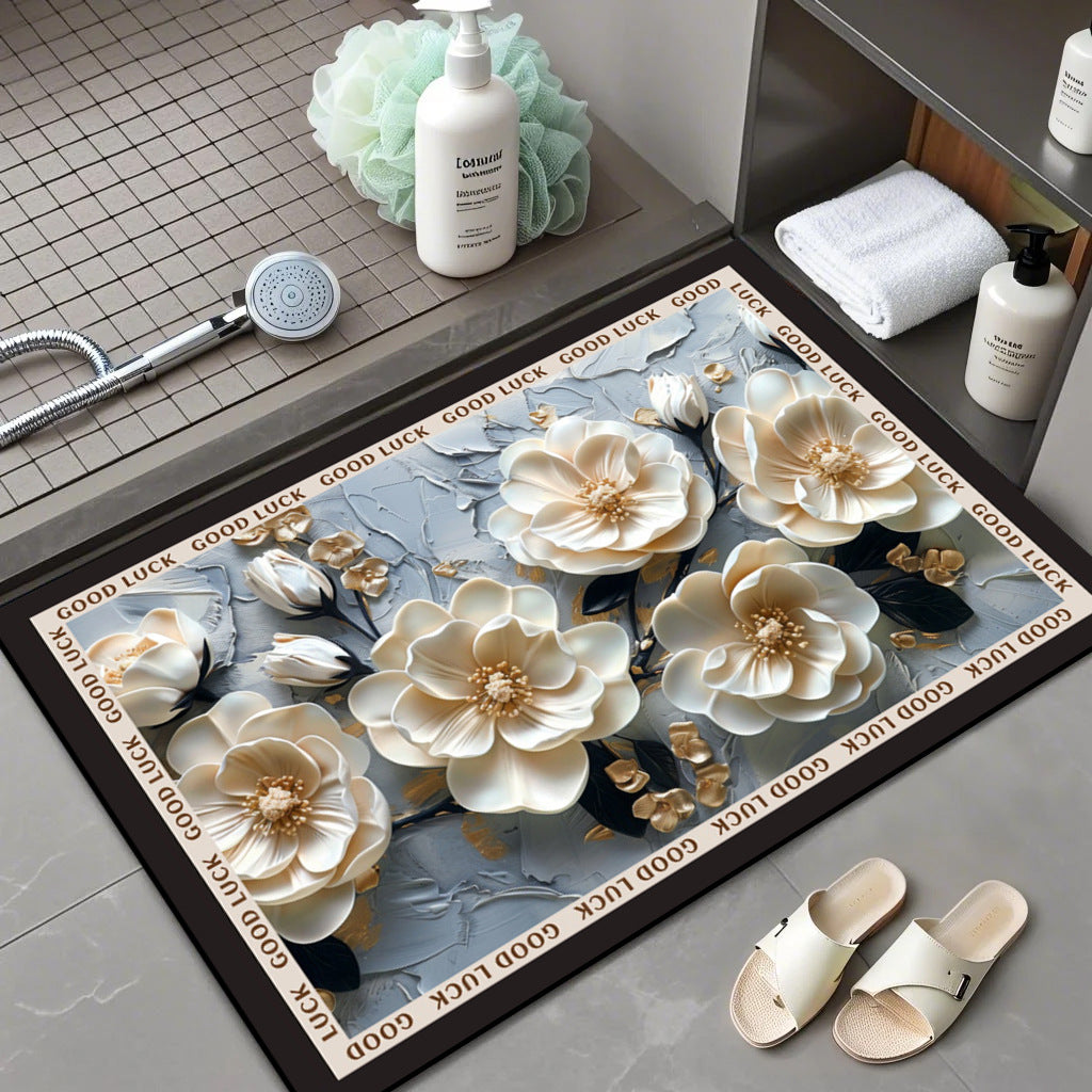 Floral Patterned Comfort Bath Mat Kalsten