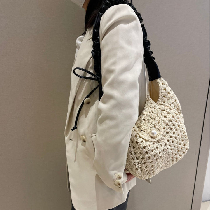 Hand-knotted all-rounder bag with elegant pearl decoration Kalsten