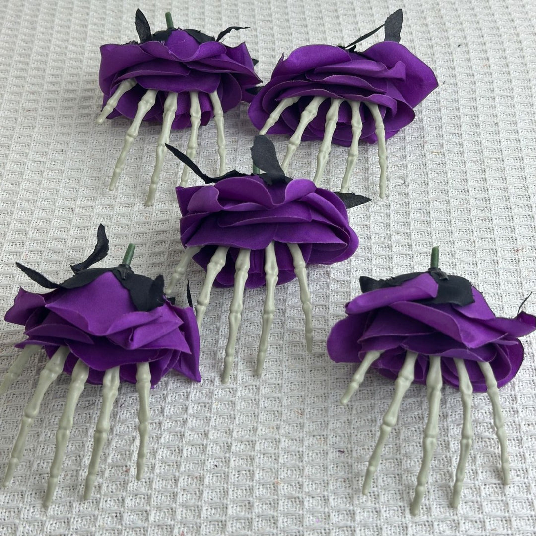 Set of delicate fabric rose hair clips for bridal and festive hairstyles