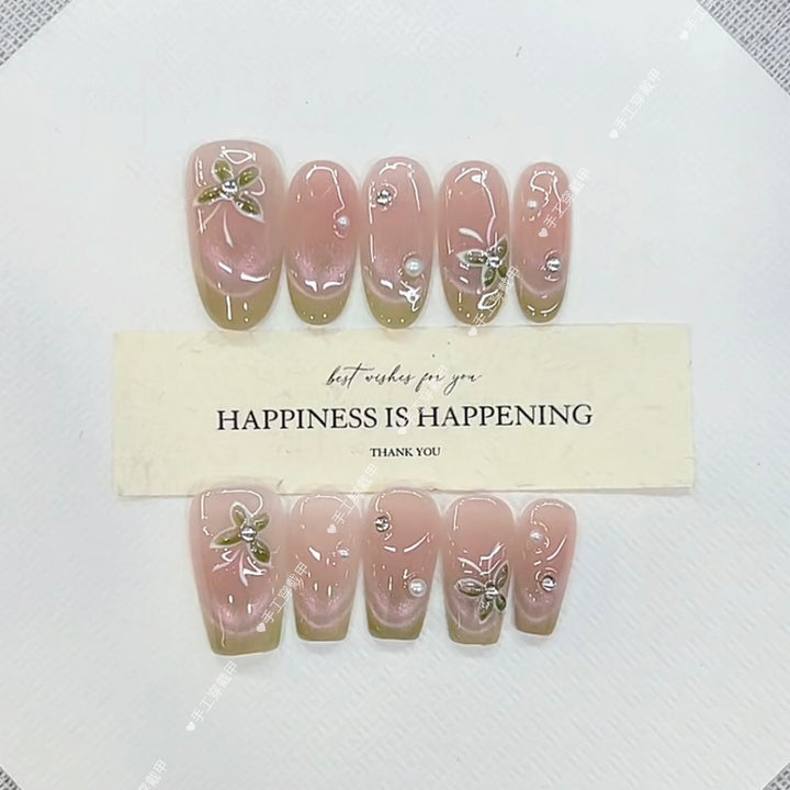 Elegant Floral Press-On Nail Art Kalsten